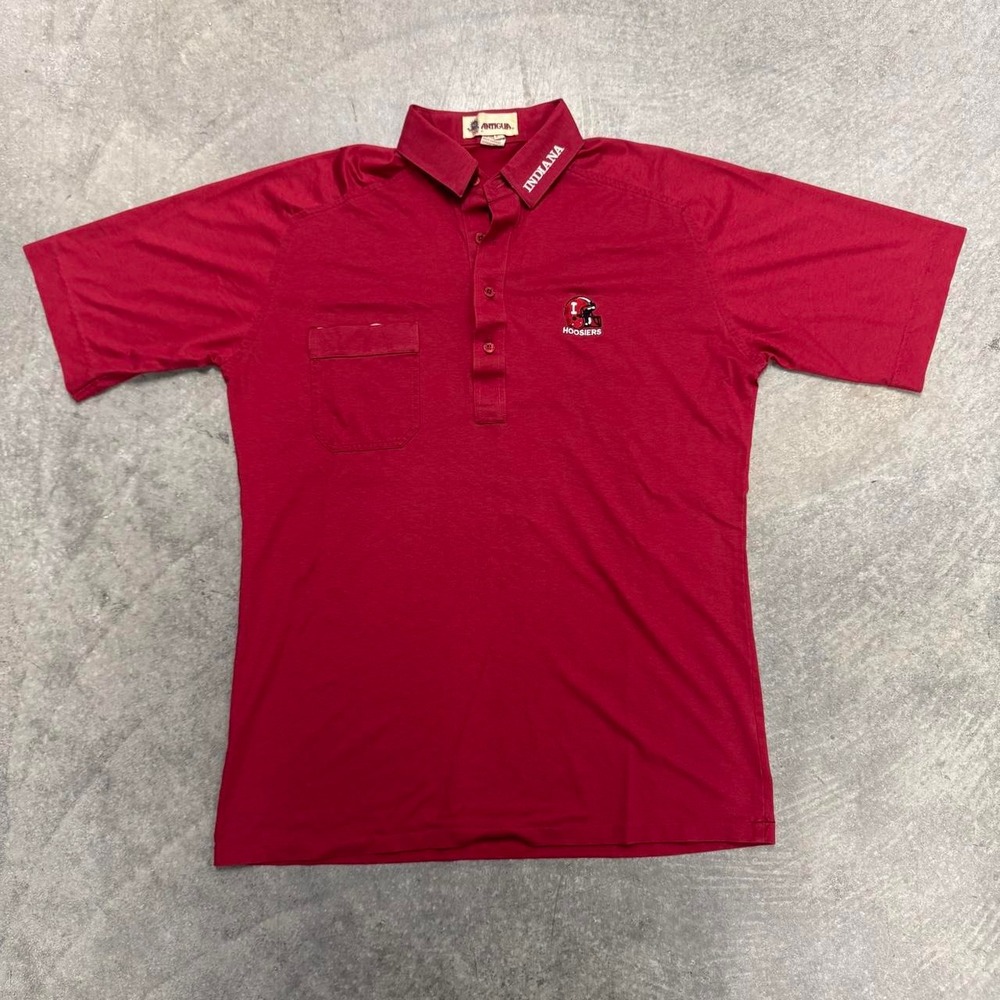 Vintage Indiana University Football Embroidered Polo Short Sleeve Collared M